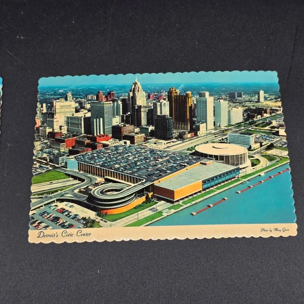 Vintage Michigan Postcard Set Detroit Civic Center Jefferson Avenue Map Lot